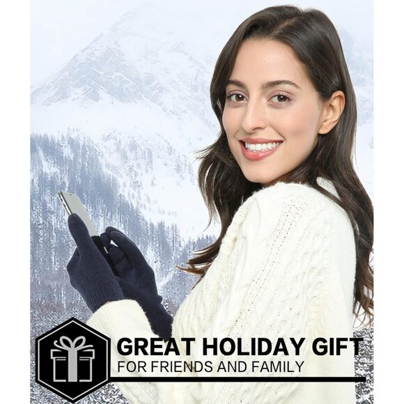 🆕 Women Blue Stretch Thermal Magic Gloves Warm Winter Knitted Fleece Texting - Picture 6 of 6